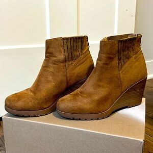 Tannish Brown Booties with wedge heel